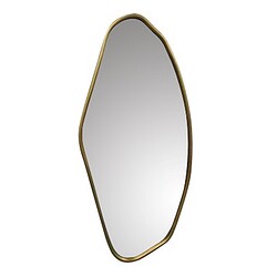 Moderner Spiegel mit goldenem Rand und einzigartiger asymmetrischer Form, perfekt für eine stilvolle Inneneinrichtung.