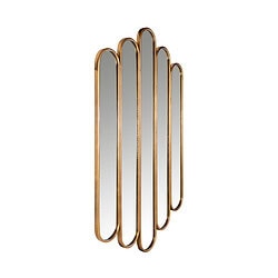 Eleganter Wandspiegel mit goldfarbenem Rahmen und einzigartigem Design, perfekt für moderne Einrichtungen. Eine stilvolle Bereicherung für jedes Wohn- oder Schlafzimmer.