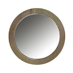 Elegante gouden ronde spiegel met houten frame, perfect voor moderne en stijlvolle interieurs. Voeg een luxe uitstraling toe aan je woonkamer of hal met deze decoratieve spiegel.