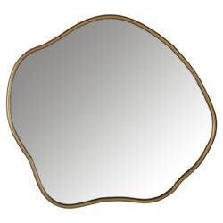 Metalen spiegel Allyson in brushed gold met industrieel design