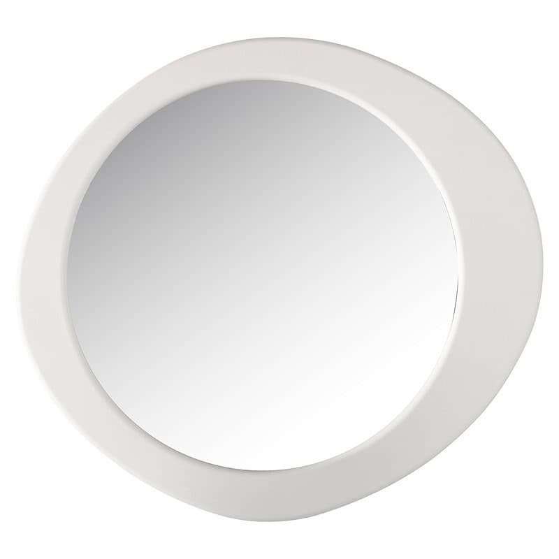 Ronde witte wandspiegel van Mokana, perfect voor moderne interieurs en badkamerdecoratie.