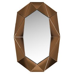 Elegant bronzen spiegel met geometrisch frame, perfect voor moderne interieurs en decoratie. Een stijlvolle toevoeging aan elke woonkamer of slaapkamer.