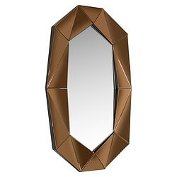 Gouden spiegel met geometrisch frame, perfect voor moderne interieurdecoratie. Deze stijlvolle muurspiegel voegt elegantie en een luxe uitstraling toe aan elke kamer.