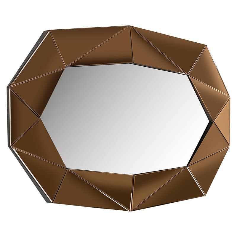 Elegant geometrische spiegel met een bronzen frame, perfect voor moderne interieurdecoratie en het toevoegen van een stijlvolle uitstraling aan elke kamer.