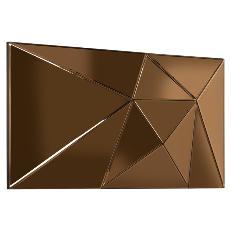 Close-up textuur en vakmanschap van handgemaakte designspiegel Joni met goudaccenten