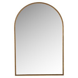 Gouden boogspiegel met decoratieve rand, perfect voor een stijlvolle interieurafwerking. Ideaal voor in de woonkamer, slaapkamer of hal, en voegt een luxe uitstraling toe aan elke ruimte.