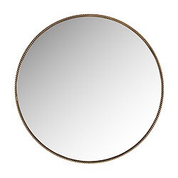 Een elegante gouden ronde spiegel met een gedetailleerde rand, perfect voor moderne en klassieke interieurstijlen.