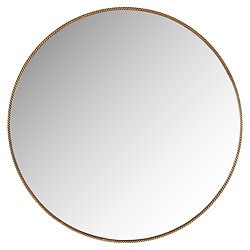 Gouden ronde spiegel met een stijlvolle rand, perfect voor moderne en klassieke interieurdecoraties. Voeg een vleugje luxe toe aan elke ruimte met deze prachtige spiegel van Mokana Meubelen.