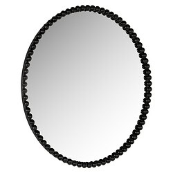 Elegant ovalen spiegel met zwarte kralenrand, perfect voor moderne interieurdecoratie en stijlvolle woonruimtes.