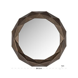 Gouden metalen wandspiegel met geometrisch frame, decoratief en modern design, geschikt voor woonkamer of slaapkamer, afmeting ongeveer 81,5 cm diameter.