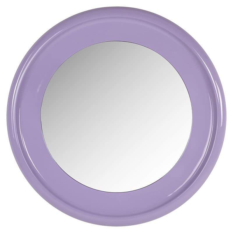 Ronde spiegel met paars frame, perfect voor moderne interieurdecoratie en badkamer.