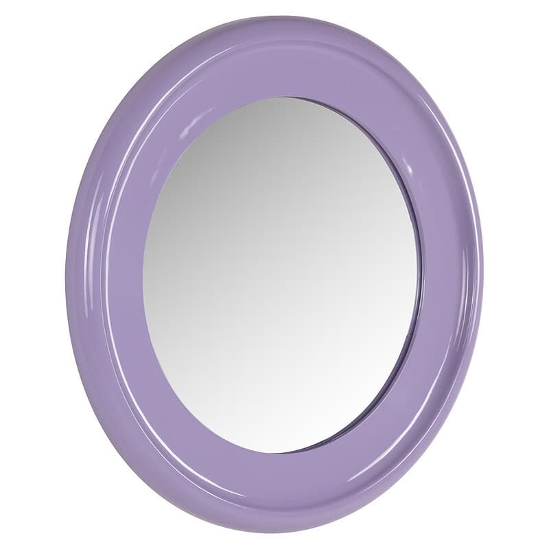Rond spiegel met lavendelkleurige lijst, perfect voor moderne interieurdecoratie en slaapkamer of woonkamer.