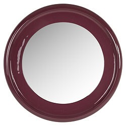 Ronde muurspiegel met wijnrode rand, perfect voor moderne interieurdecoratie en het vergroten van de ruimte. Een stijlvolle toevoeging aan elke woonkamer of hal.