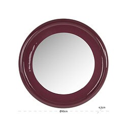 Ronde spiegel van 90 cm diameter met een stijlvolle bordeauxkleurige rand, perfect voor moderne interieurdecoratie.