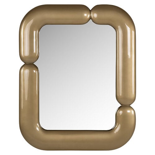 Luxe gouden spiegel Aubry met moderne vierkante vorm, perfect voor elegante interieurdecoratie en stijlvolle woonruimtes.