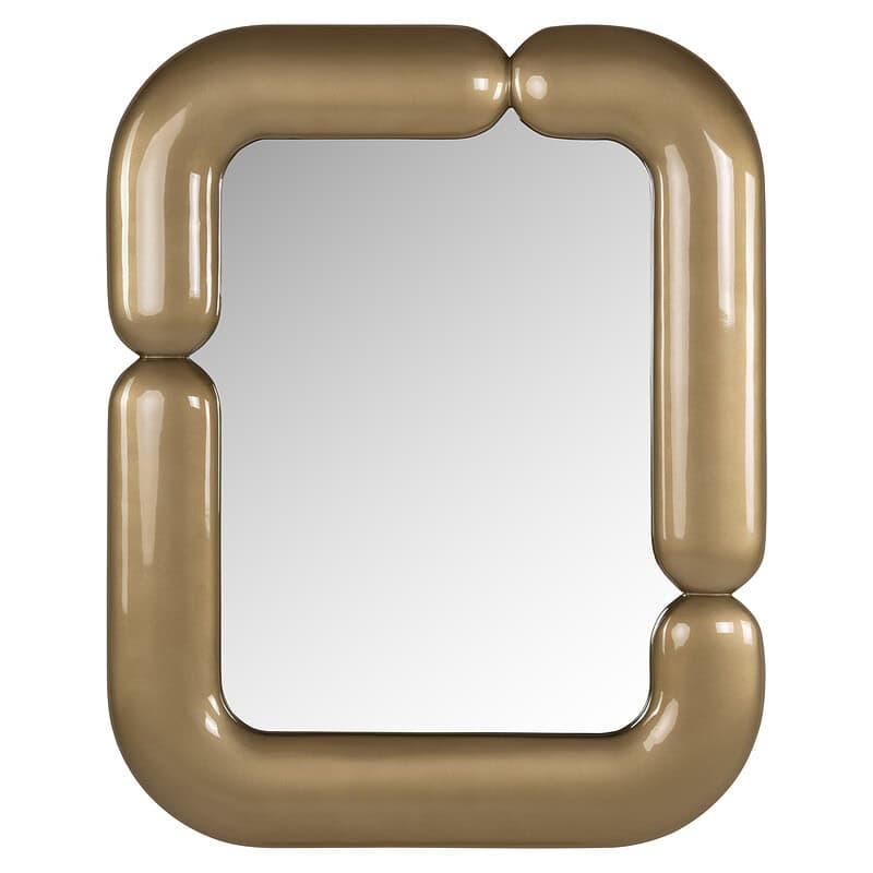 Luxe gouden spiegel Aubry met moderne vierkante vorm, perfect voor elegante interieurdecoratie en stijlvolle woonruimtes.
