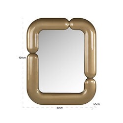 Gouden spiegel Aubry met ronde, gebogen frame, perfect voor moderne interieurdecoratie. Afmetingen: 80x100 cm, stijlvolle toevoeging aan elke ruimte.