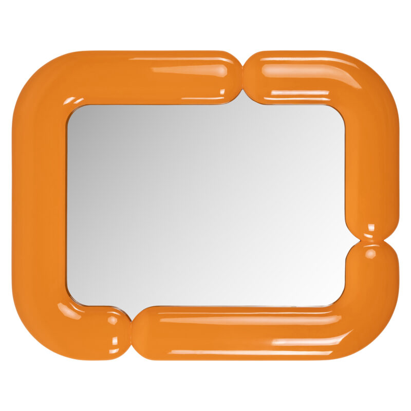 Oranje spiegel Ayla in interieur, handgemaakt, ijzer en Mdf