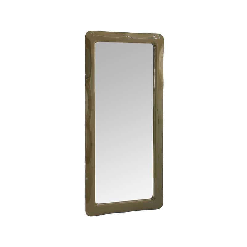 Elegante grote houten spiegel met een opvallende, natuurlijke rand, perfect voor een stijlvolle en functionele decoratie in elke kamer.