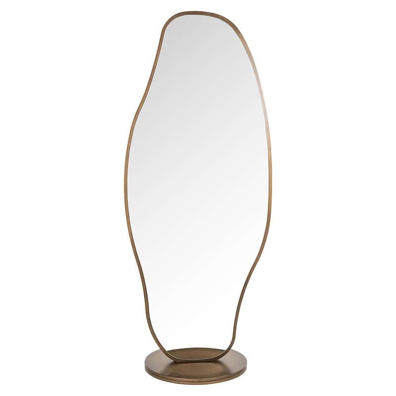 Elegante vrijstaande spiegel met houten rand, perfect voor moderne interieurs en slaapkamerdecoratie. Hoogwaardige afwerking en stijlvol ontwerp voor een tijdloze uitstraling.