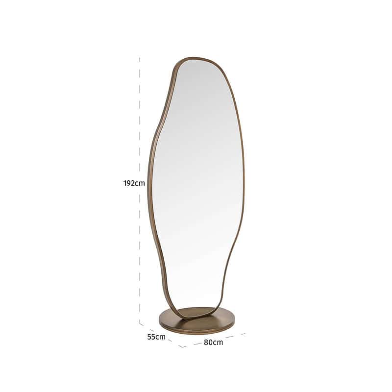 Vrijstaande spiegel met houten frame, 192 cm hoog en 80 cm breed, perfect voor slaapkamer of woonkamer, modern design, hoogwaardige afwerking.