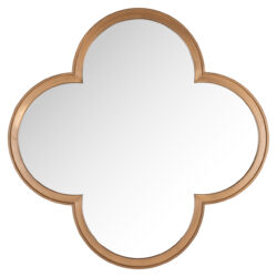 Detail van handgemaakt gouden frame spiegel Lowen met brushed gold afwerking