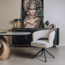 Mura armstoel met draaibaar frame in zwart, met stof Haga 23 pearl