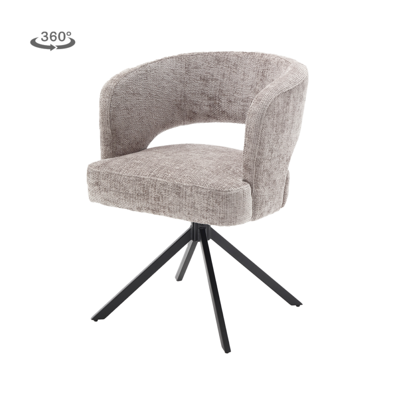 Detail van de armleuning van de Mura armstoel in zilverkleurig Haga 09 materiaal