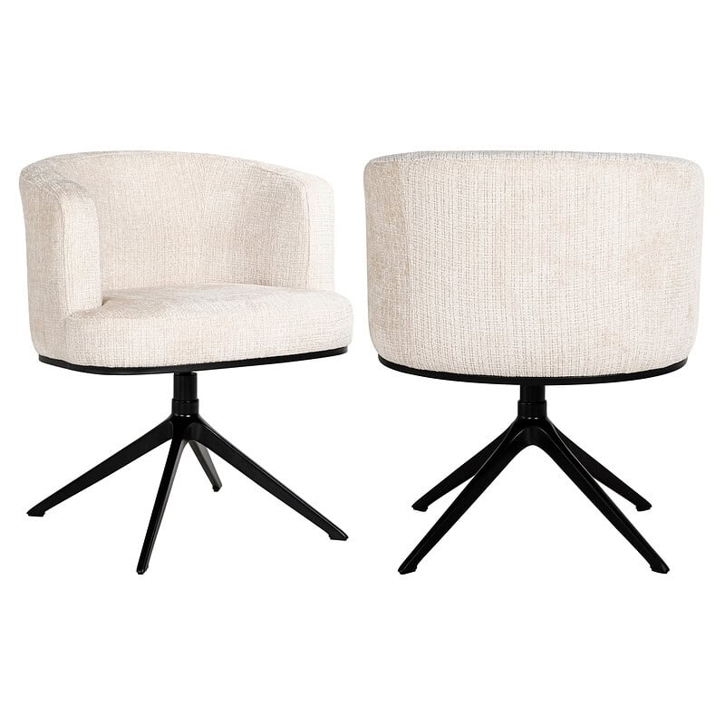 Moderne beige draaistoel Cheyenne Niagara met comfortabele bekleding en zwarte draaivoet, perfect voor eetkamers en vergaderruimtes.
