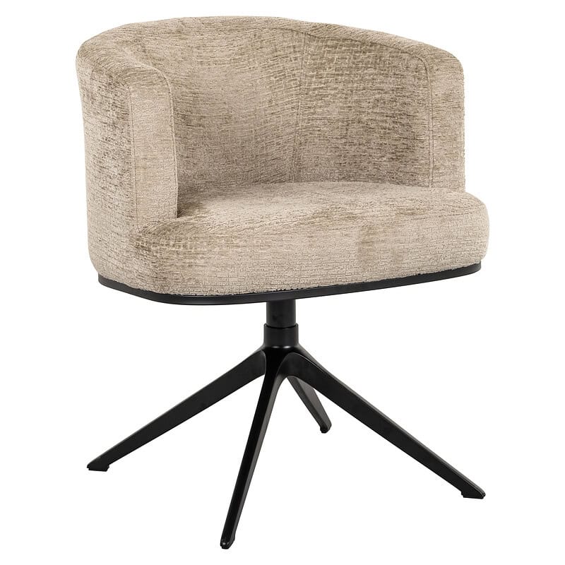 Moderne eetkamerstoel Cheyenne in desert fusion kleur met draaifunctie en brandwerende bekleding, perfect voor een stijlvolle en veilige eetruimte.