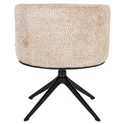 Moderne Cheyenne eetkamerstoel in beige stof met draaifunctie en zwart onderstel, perfect voor een stijlvolle en comfortabele eetkamer.