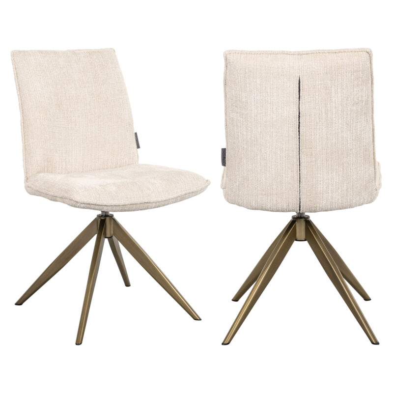 Draaifunctie van eetkamerstoel Dakota niagara beige swivel