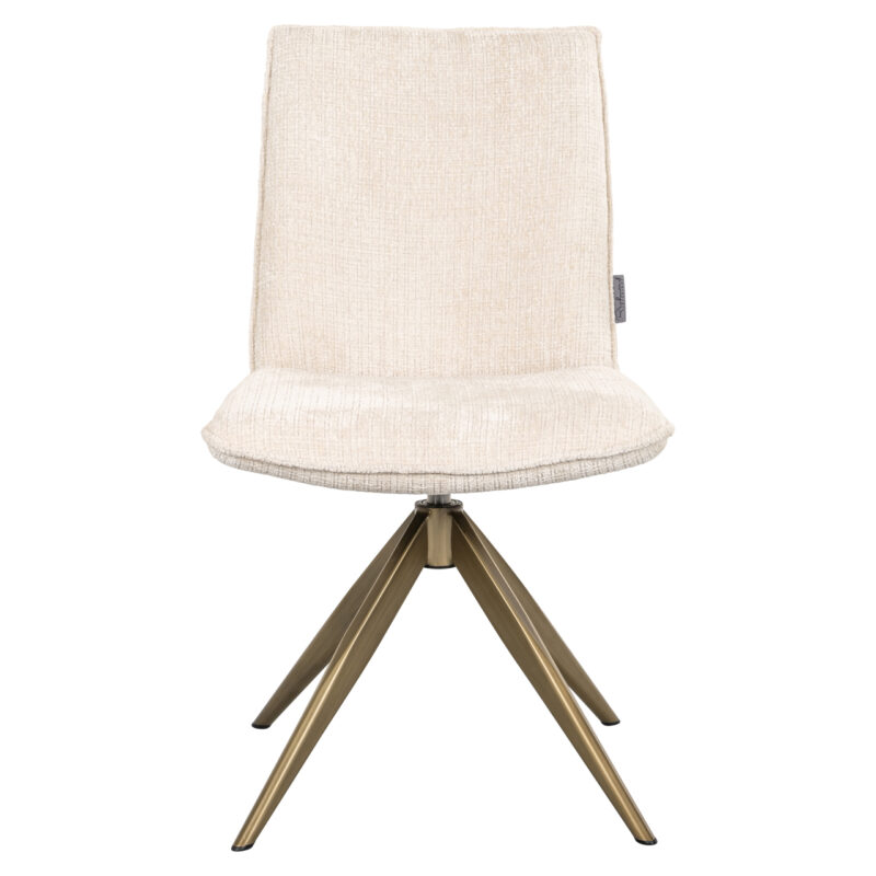 Eetkamerstoel Dakota niagara beige swivel vanuit verschillende kant, comfortabel en stijlvol