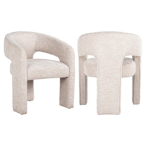 Comfortabele beige fauteuil en bijzettafel set, perfect voor moderne woonruimtes, gemaakt van hoogwaardig textiel en stevig hout, ideaal voor ontspanning en decoratie.