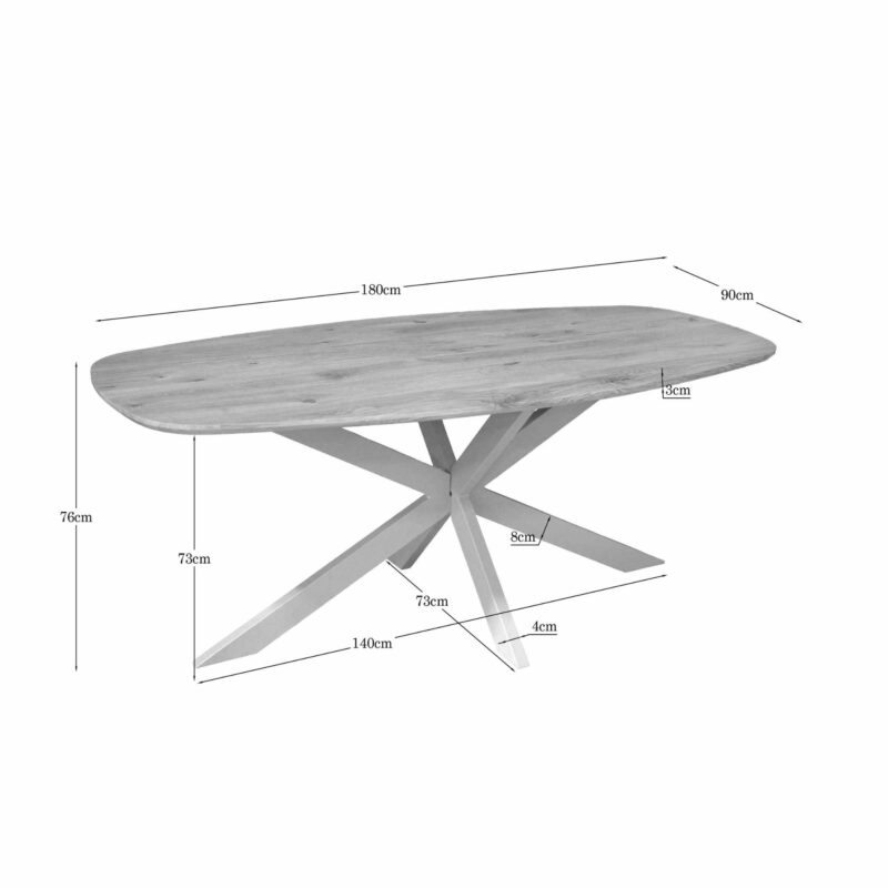 Deens ovale eettafel Ferris Naturel Poot Zand Eikenhout 180 cm