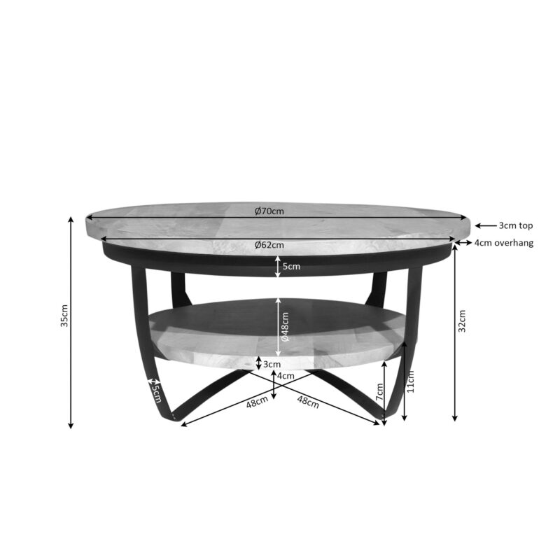 Salontafel Paras Naturel Mangohout 70 cm