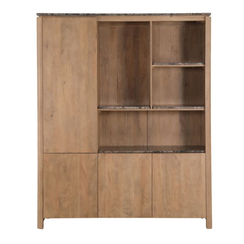 Bovenblad vakkenkast XL Dallas beige marmer stijlvol in woonkamer