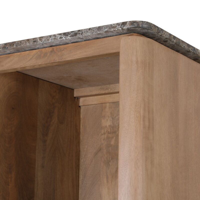 Bovenblad bruin marmer op Dallas vakkenkast in stijlvol interieur