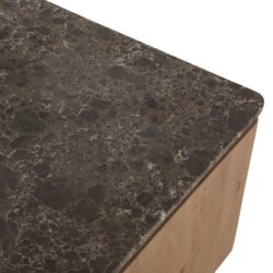 Bruin marmeren bovenblad Dallas salontafel zijaanzicht 80 bij 80 cm