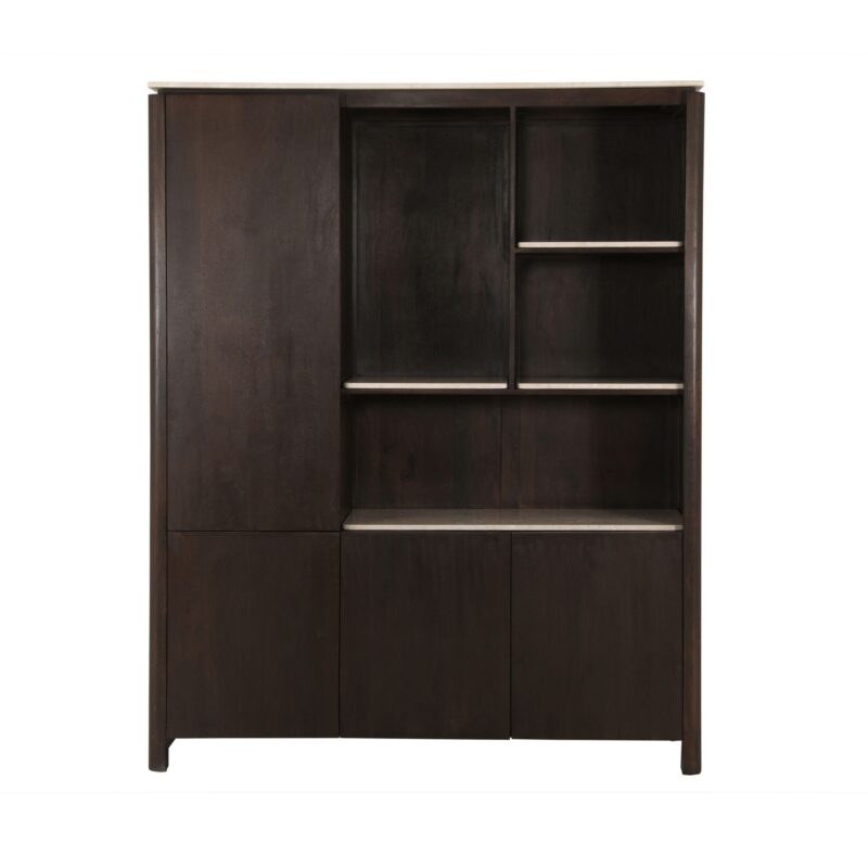 Zijaanzicht beige marmeren inlegplank 101 cm breed voor Dallas vakkenkast