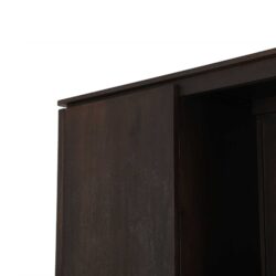 Achterkant en afwerking van de Dallas vakkenkast XL in bruin mangohout