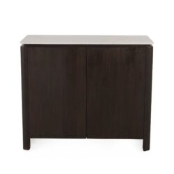 Detail beige marmeren bovenblad Dallas dressoir met natuurlijke textuur