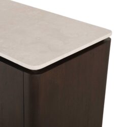 Close-up marmeren structuur bovenblad Dallas beige met subtiele aders