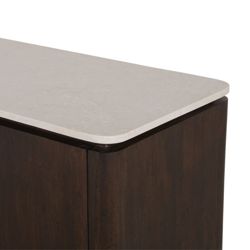 Close-up marmerstructuur beige bovenblad Dallas woonserie Starfurn