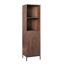 Modernes Madison-Bücherregal aus Holz in Braun, 55 cm breit, mit offenen Fächern und geschlossenem Unterschrank – perfekt für dein Wohnzimmer oder Büro.