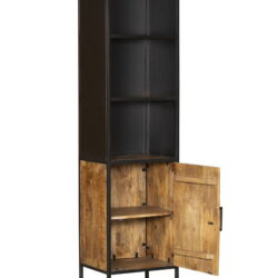 Boekenkast Oakland met deur Zwart Mangohout 50 cm