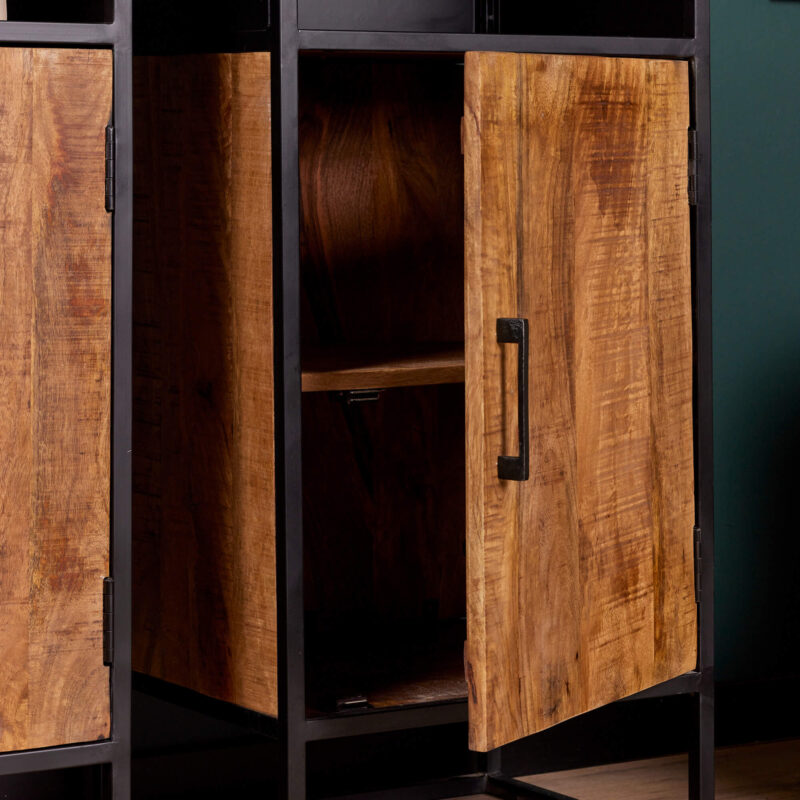 Boekenkast Oakland met deur Zwart Mangohout 50 cm