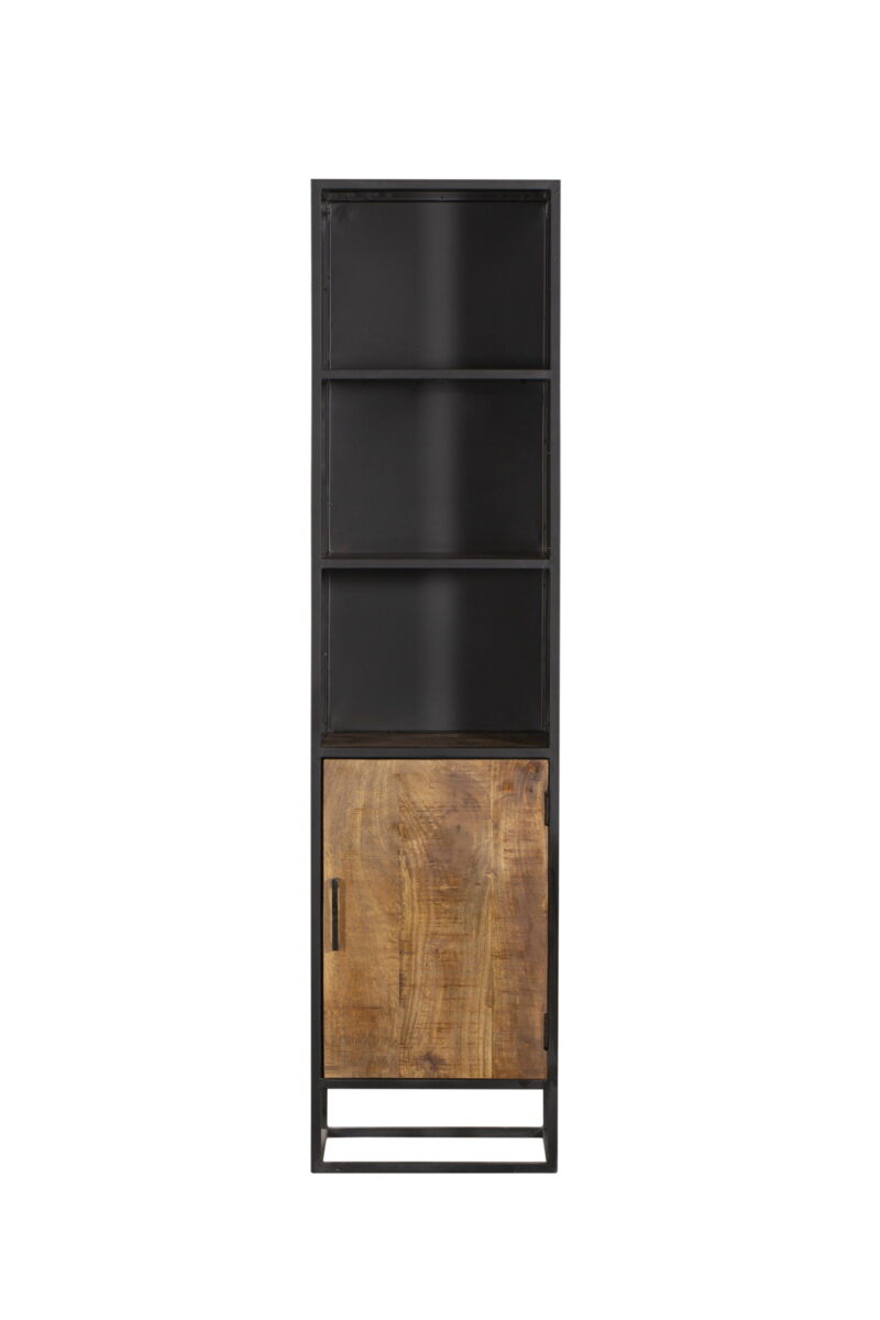 Boekenkast Oakland met deur Zwart Mangohout 50 cm