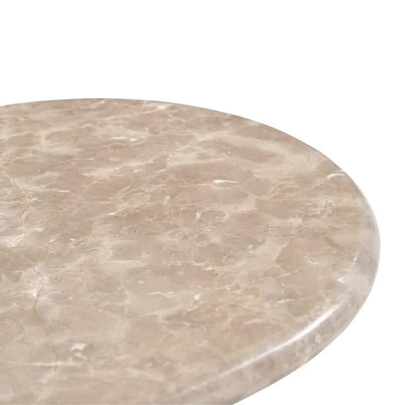 Ronde beige marmeren bijzettafel Noel van 60 cm, perfect voor woonkamer of slaapkamer. Elegant design met natuurlijke marmer textuur, ideaal voor moderne interieurs.