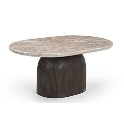 Moderne salontafel Noel met een marmeren blad en een zwart geribd houten onderstel, perfect voor een stijlvolle woonkamer.